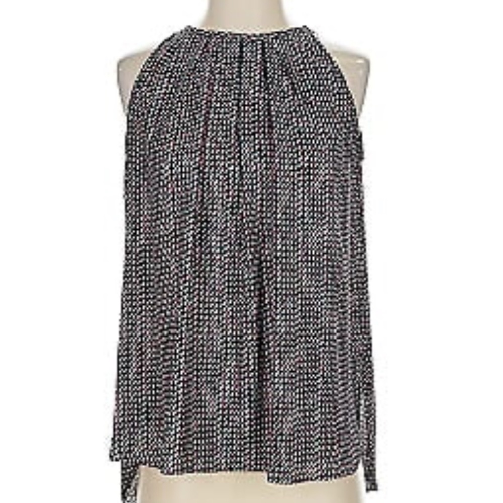 Harlowe &‎ Graham black graphic high neck swing top size Medium NEW with tag